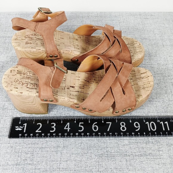 Womens Kork-Ease Tia Brown Leather Platform Block Heel Sandals Sz 10 Chunky Boho - Picture 14 of 14